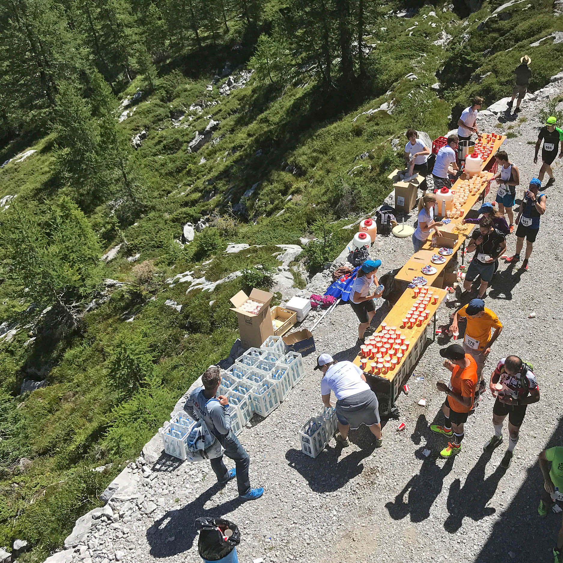 Läufer am Glacier Run von oben